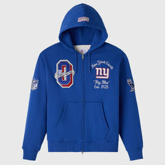 New York Giants OVO x NFL Unisex Full-Zip Waffle-Lined Hoodie Royal | NFL