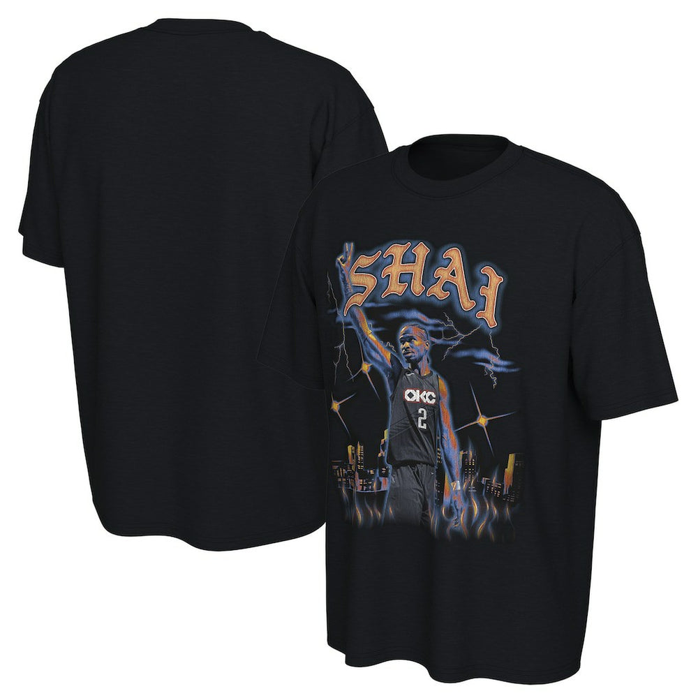 Shai Gilgeous-Alexander Oklahoma City Thunder Converse Unisex 2025/26 City Edition Player Graphic T-Shirt Black - NBA