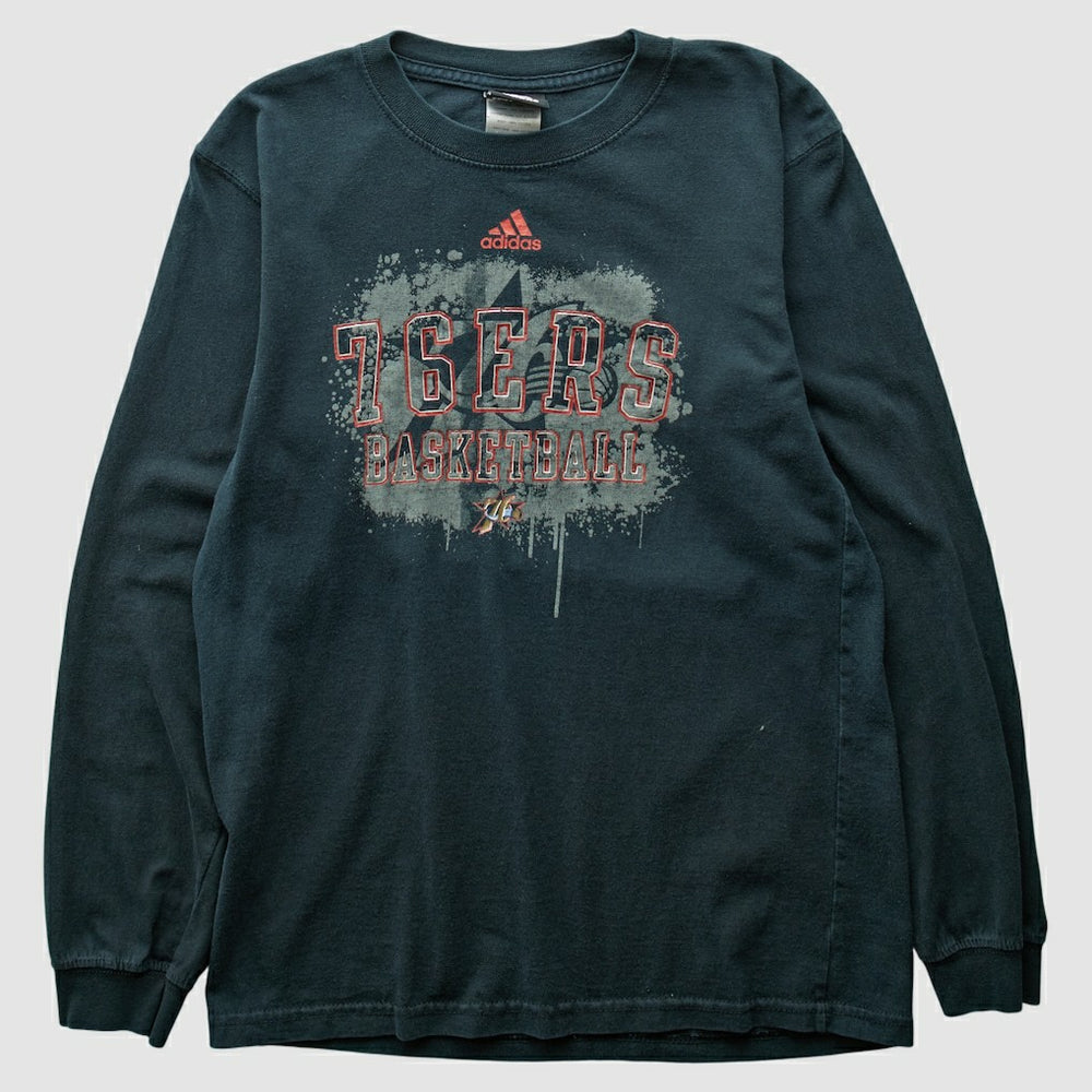 Philadelphia 76ers 2000s Long Sleeve T-shirt Black Vintage - NBA