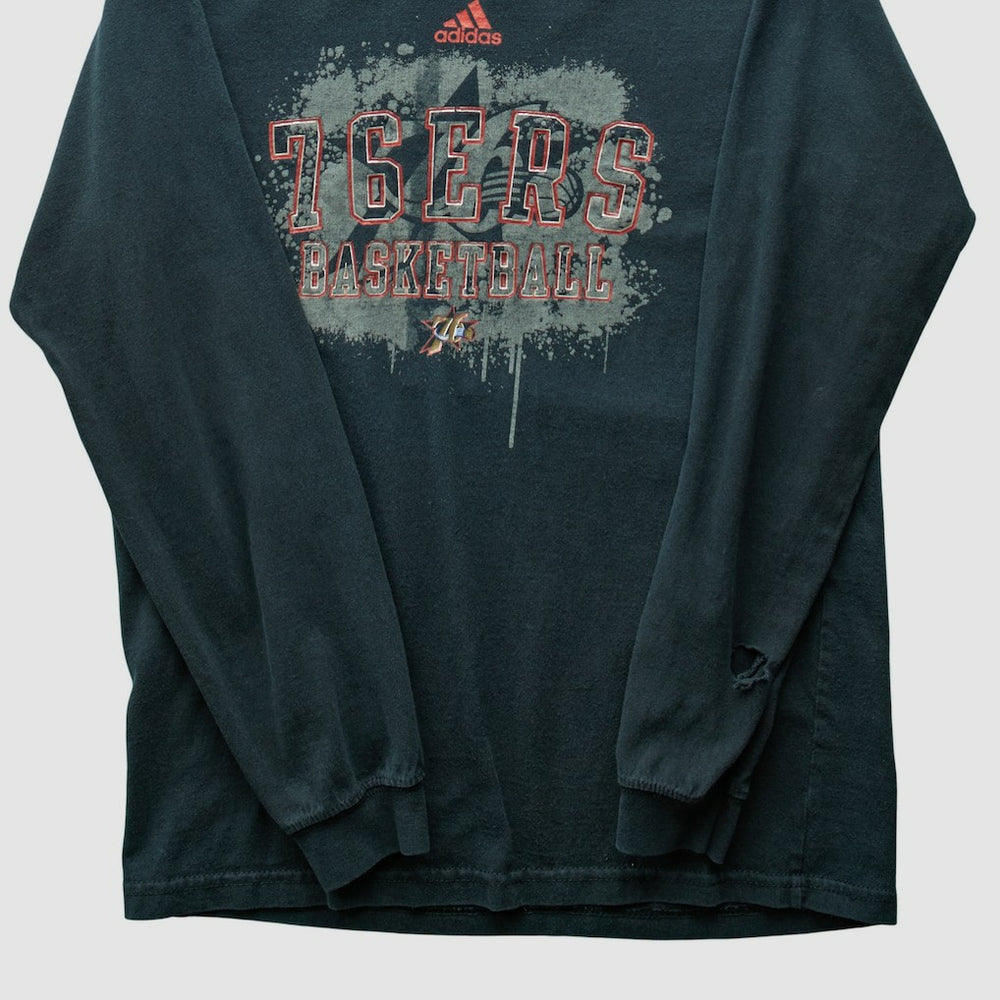 Philadelphia 76ers 2000s Long Sleeve T-shirt Black Vintage - NBA