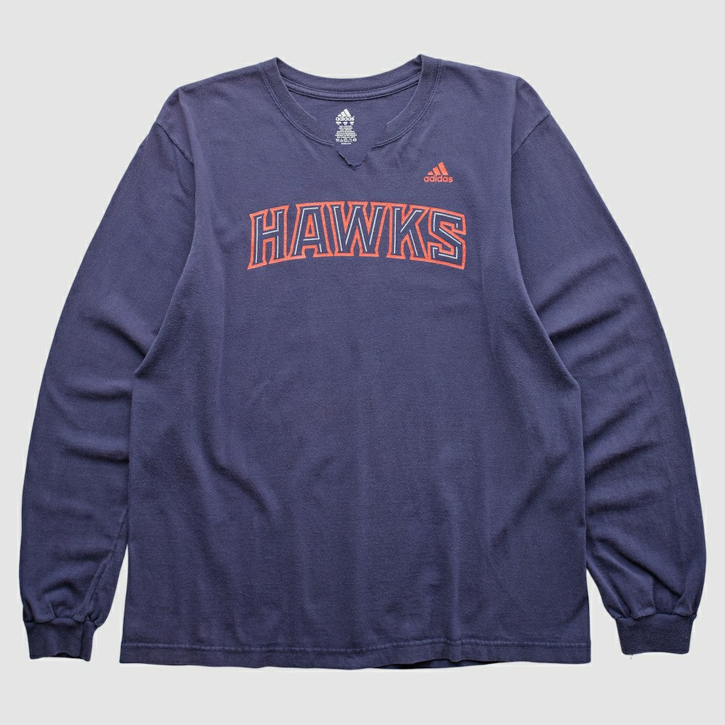 Atlanta Hawks 2000s Long Sleeve T-shirt Navy Vintage - NBA