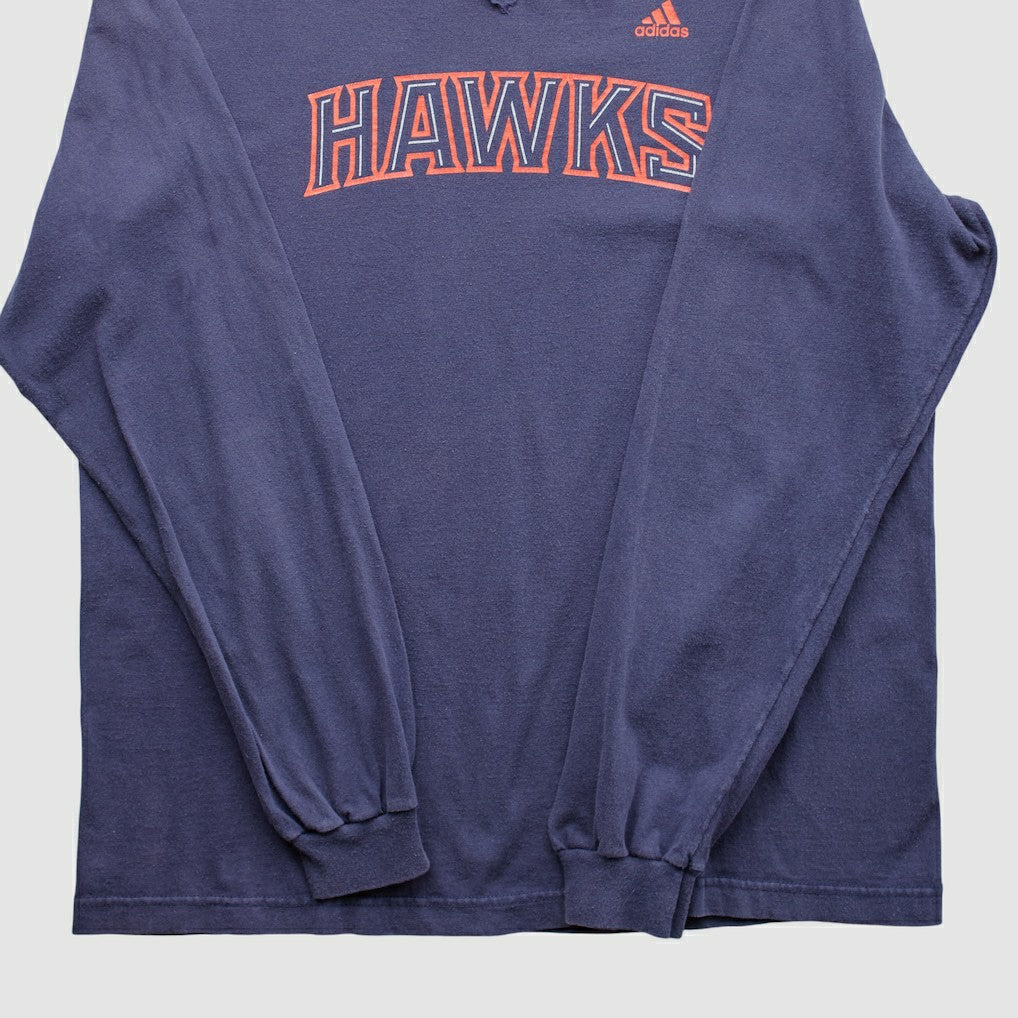 Atlanta Hawks 2000s Long Sleeve T-shirt Navy Vintage - NBA