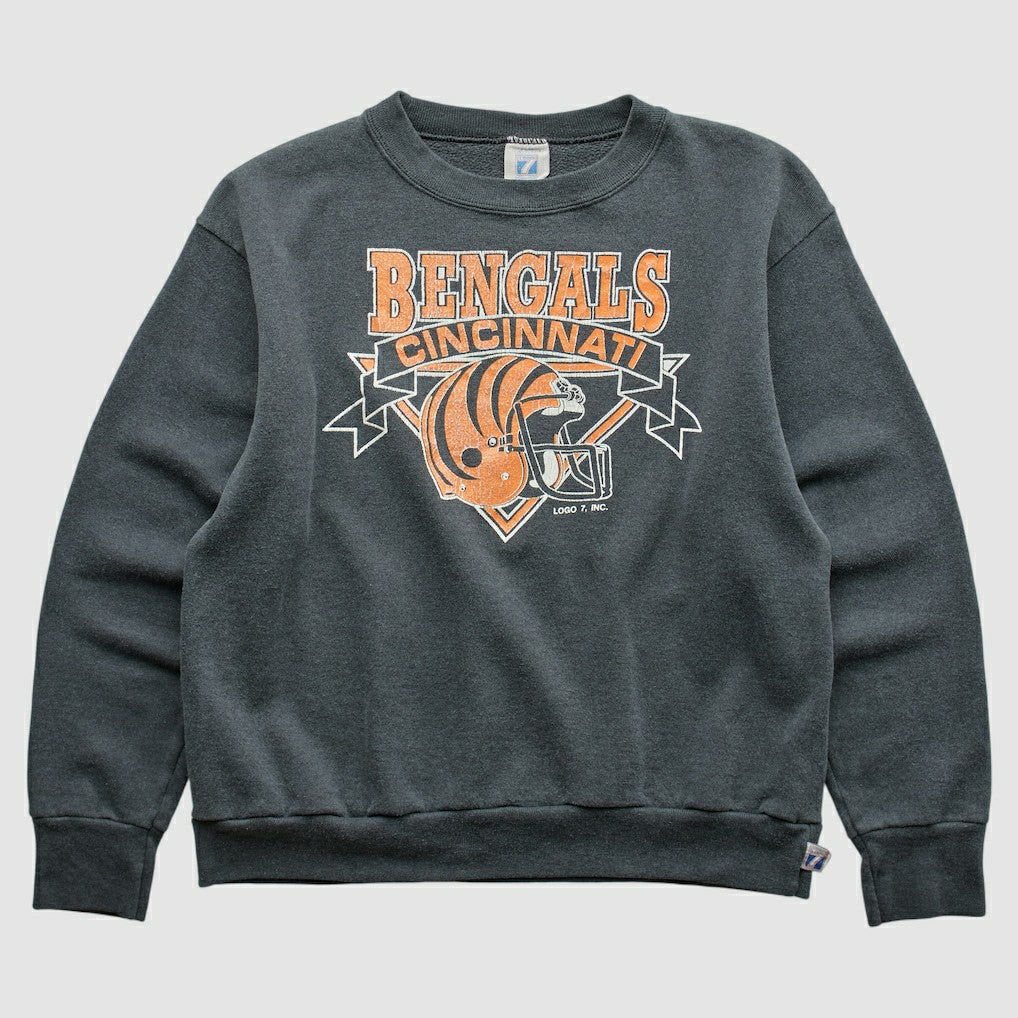Cincinnati Bengals Logo 7 80s Pullover Sweatshirt Charcoal Vintage | Fanatics