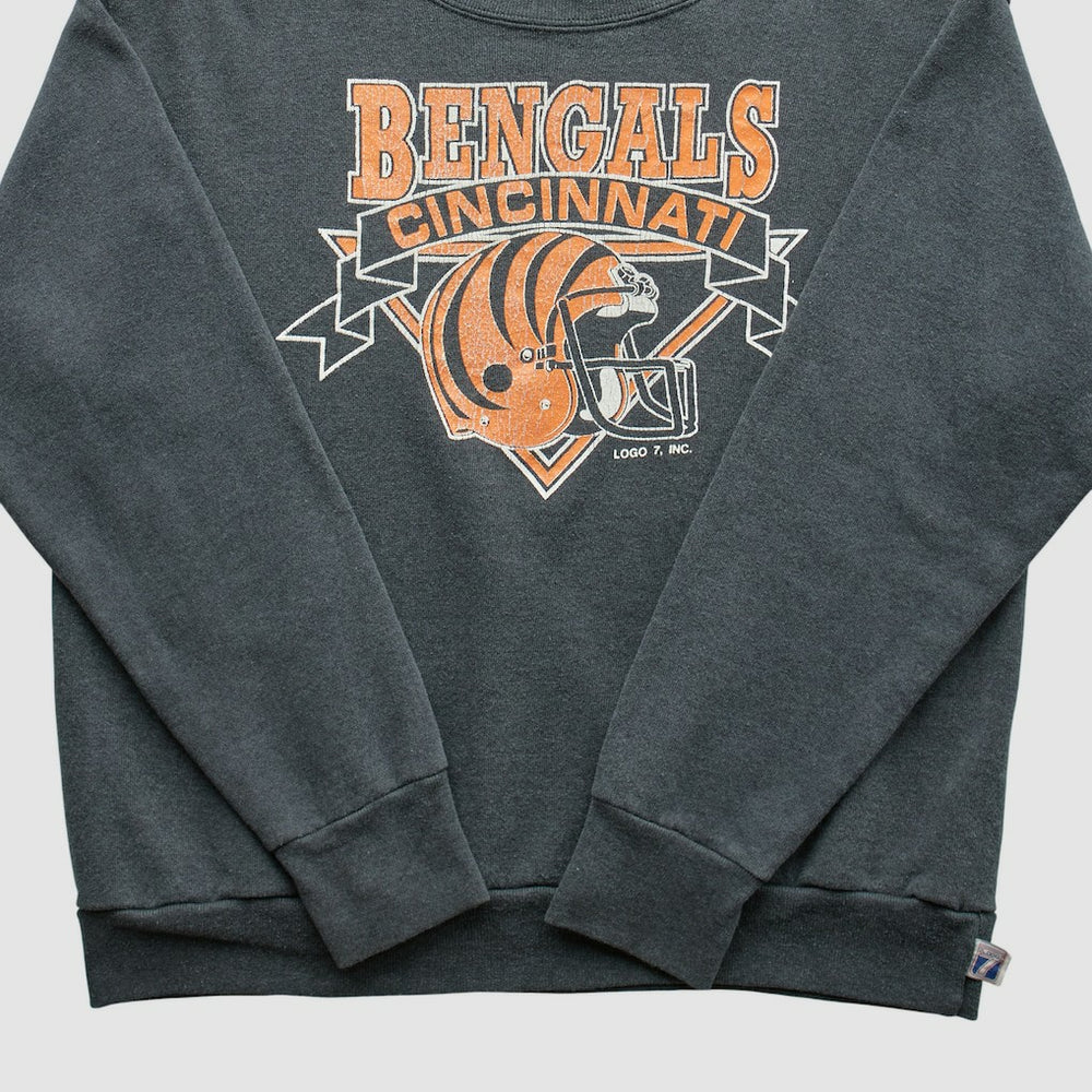 Cincinnati Bengals Logo 7 80s Pullover Sweatshirt Charcoal Vintage | Fanatics