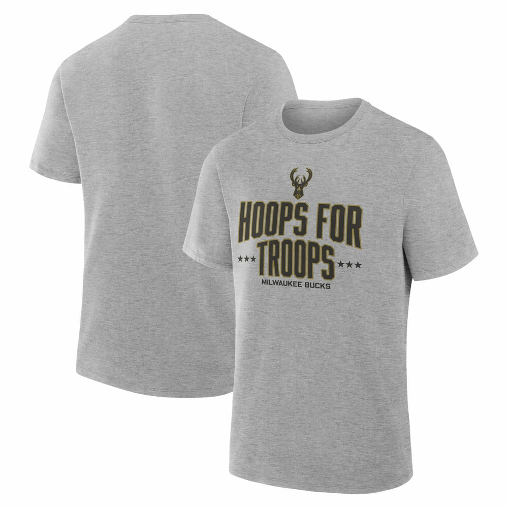 Milwaukee Bucks Hoops For Troops T-Shirt Gray - NBA