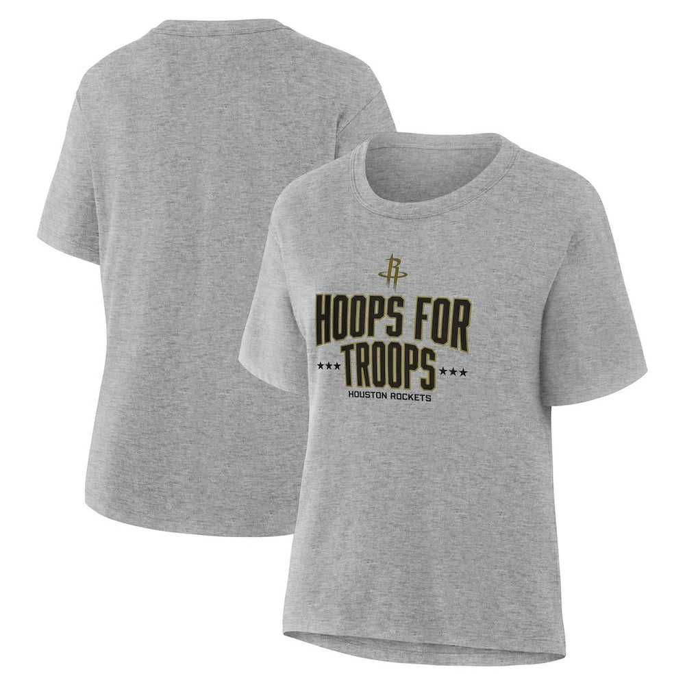 Houston Rockets Women's Hoops For Troops T-Shirt Gray - NBA