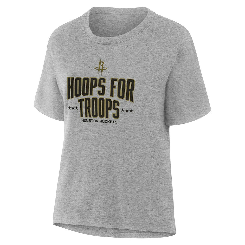 Houston Rockets Women's Hoops For Troops T-Shirt Gray - NBA