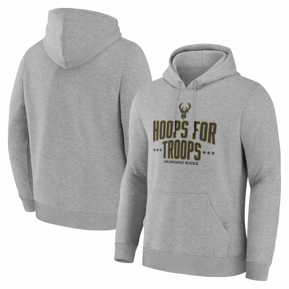 Milwaukee Bucks Hoops For Troops Hoodie Gray - NBA