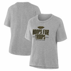 New Orleans Pelicans Women's Hoops For Troops T-Shirt Gray - NBA