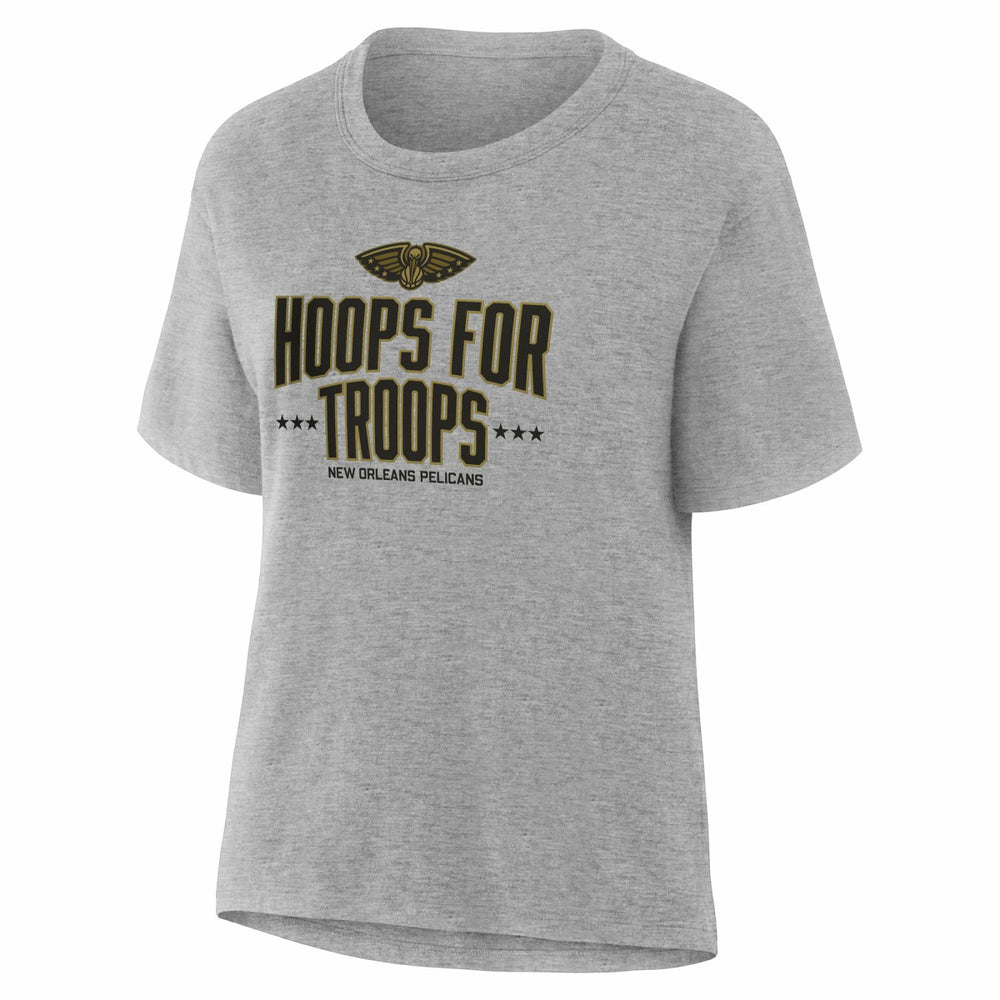 New Orleans Pelicans Women's Hoops For Troops T-Shirt Gray - NBA
