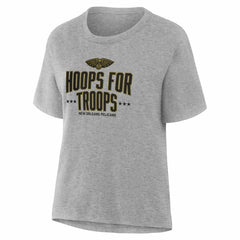 New Orleans Pelicans Women's Hoops For Troops T-Shirt Gray - NBA