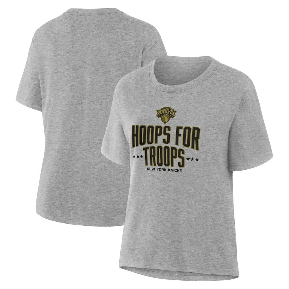 New York Knicks Women's Hoops For Troops T-Shirt Gray - NBA