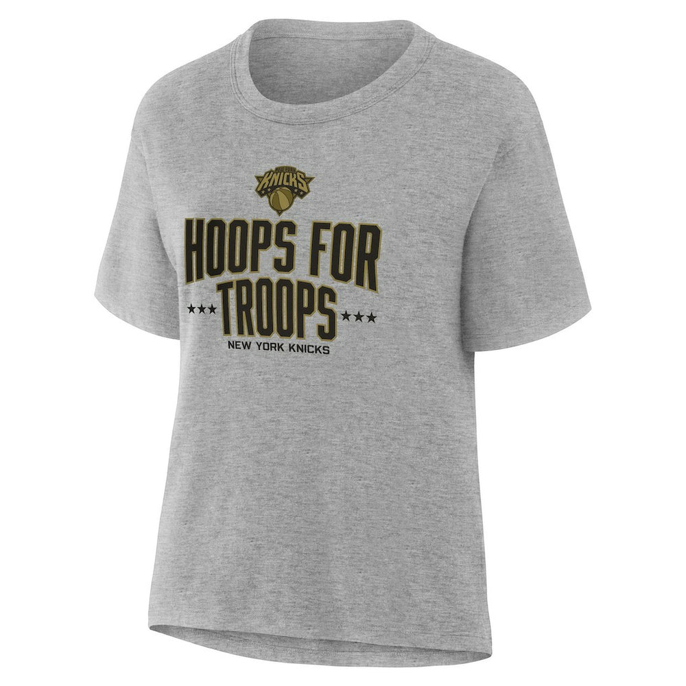 New York Knicks Women's Hoops For Troops T-Shirt Gray - NBA