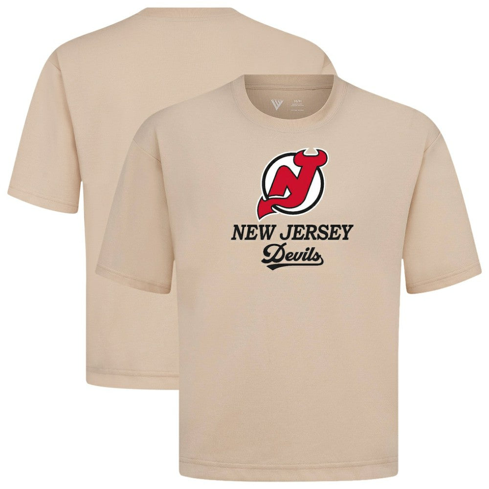 New Jersey Devils Levelwear Team Surge Luxe Signature Knit T-Shirt - Khaki - NHL