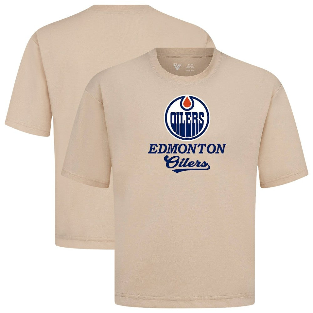 Edmonton Oilers Levelwear Team Surge Luxe Signature Knit T-Shirt - Khaki - NHL