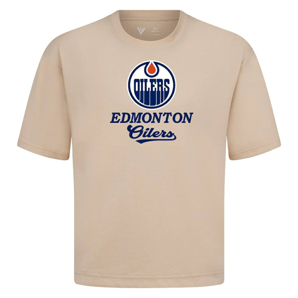Edmonton Oilers Levelwear Team Surge Luxe Signature Knit T-Shirt - Khaki - NHL