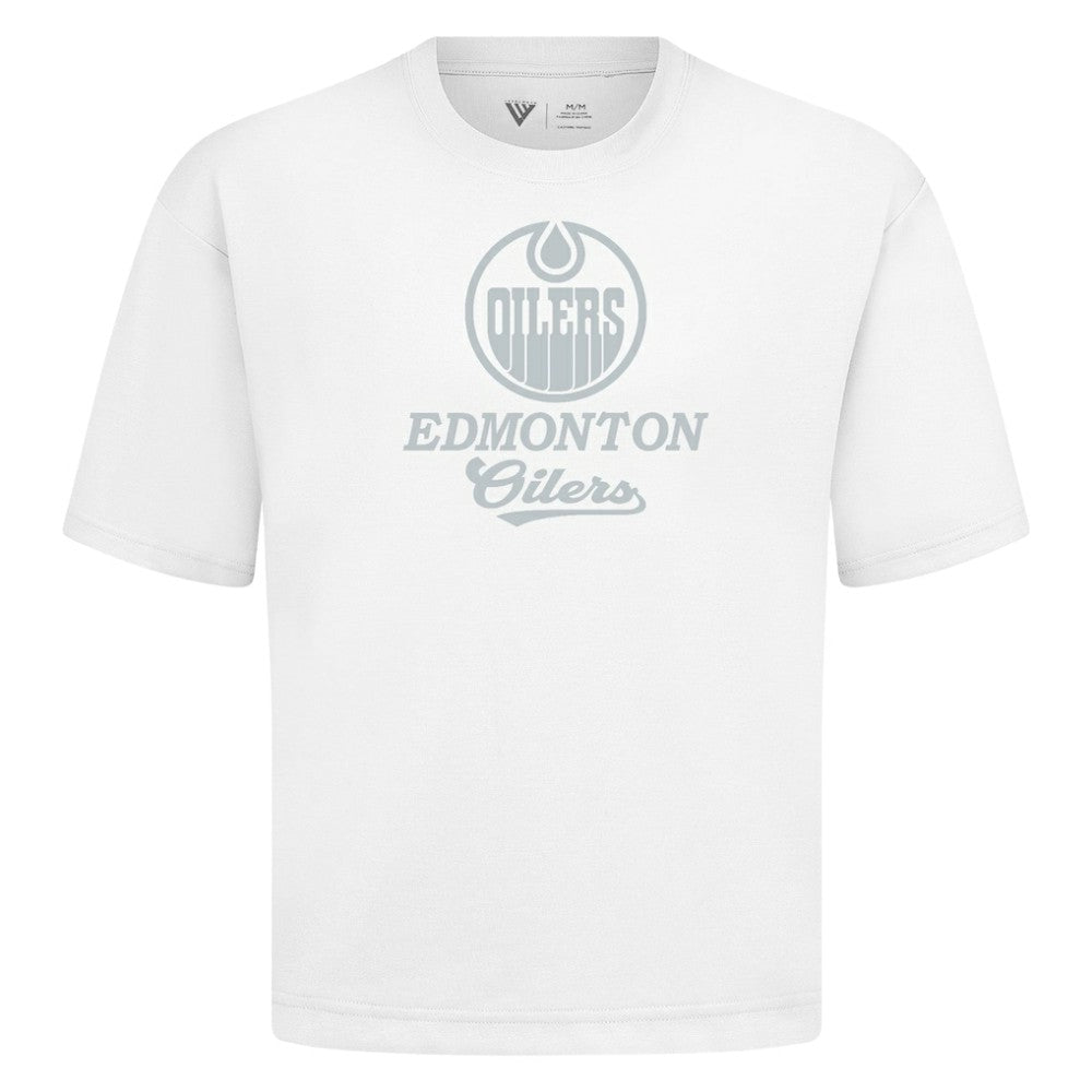 Edmonton Oilers Levelwear Shadow Surge Luxe Signature Knit T-Shirt - White - NHL