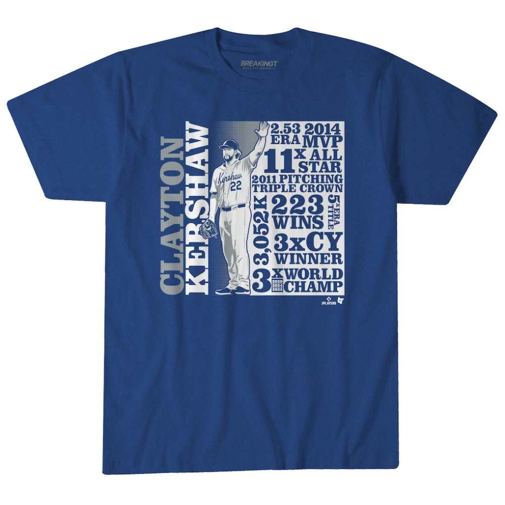 Clayton Kershaw Los Angeles Dodgers BreakingT Unisex GOAT List T-Shirt - MLB