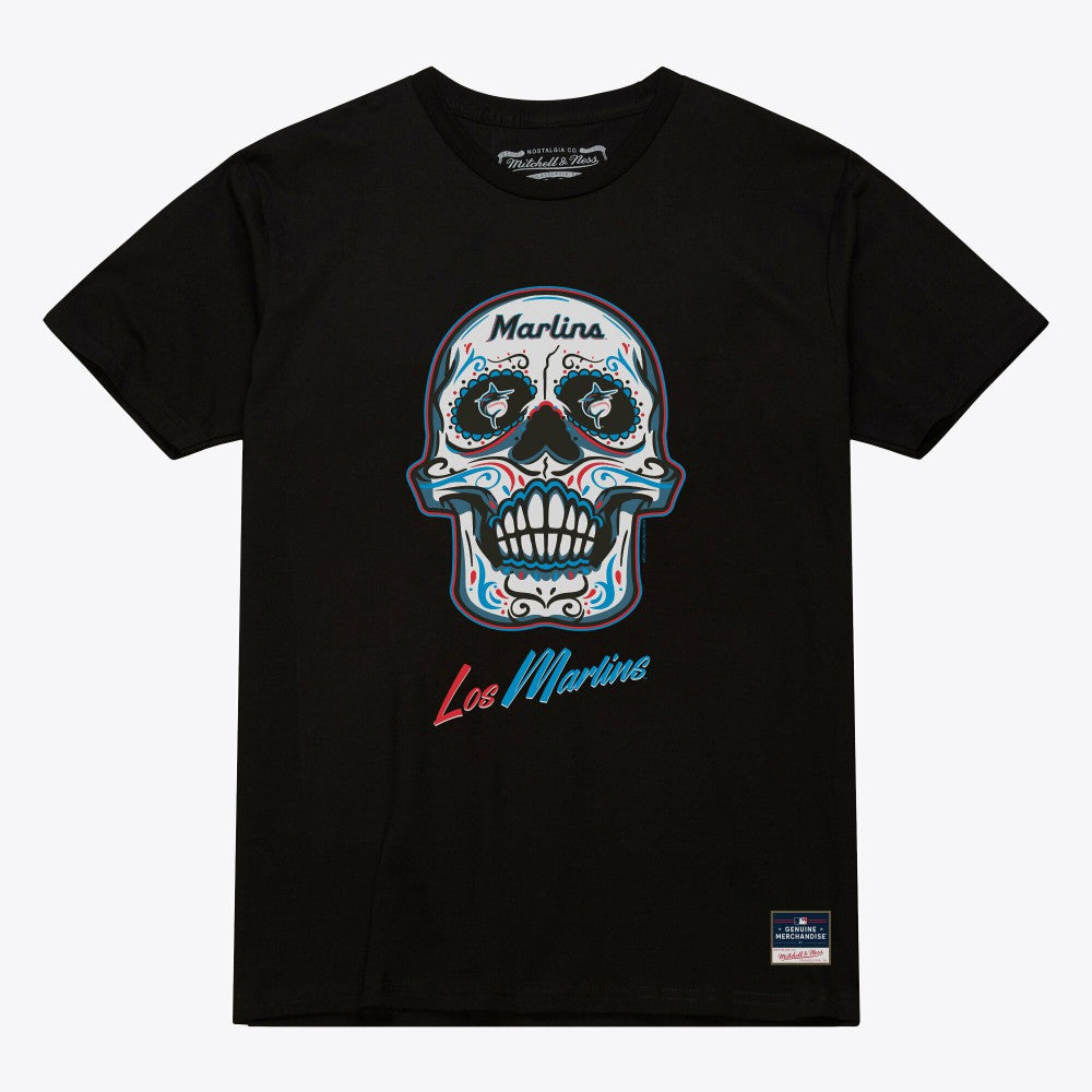Miami Marlins Mitchell & Ness Women's Sugar Skull Boxy T-Shirt - MLB
