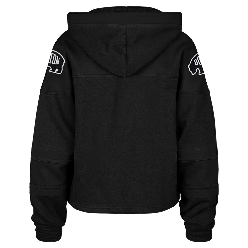 Boston Bruins '47 Women's Cropped Lacer Hoodie - Black - NHL