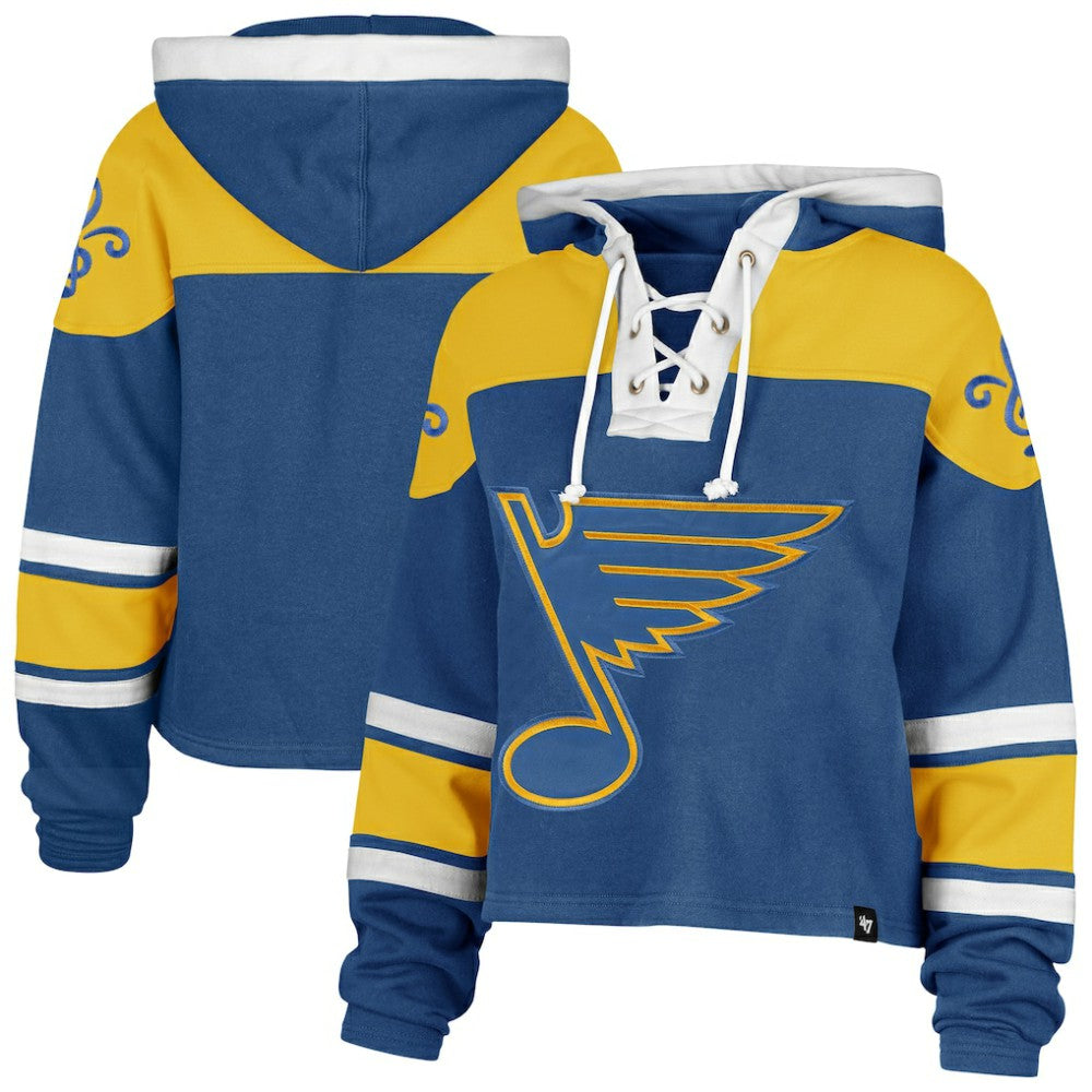St. Louis Blues '47 Women's Cropped Lacer Hoodie - Blue - NHL