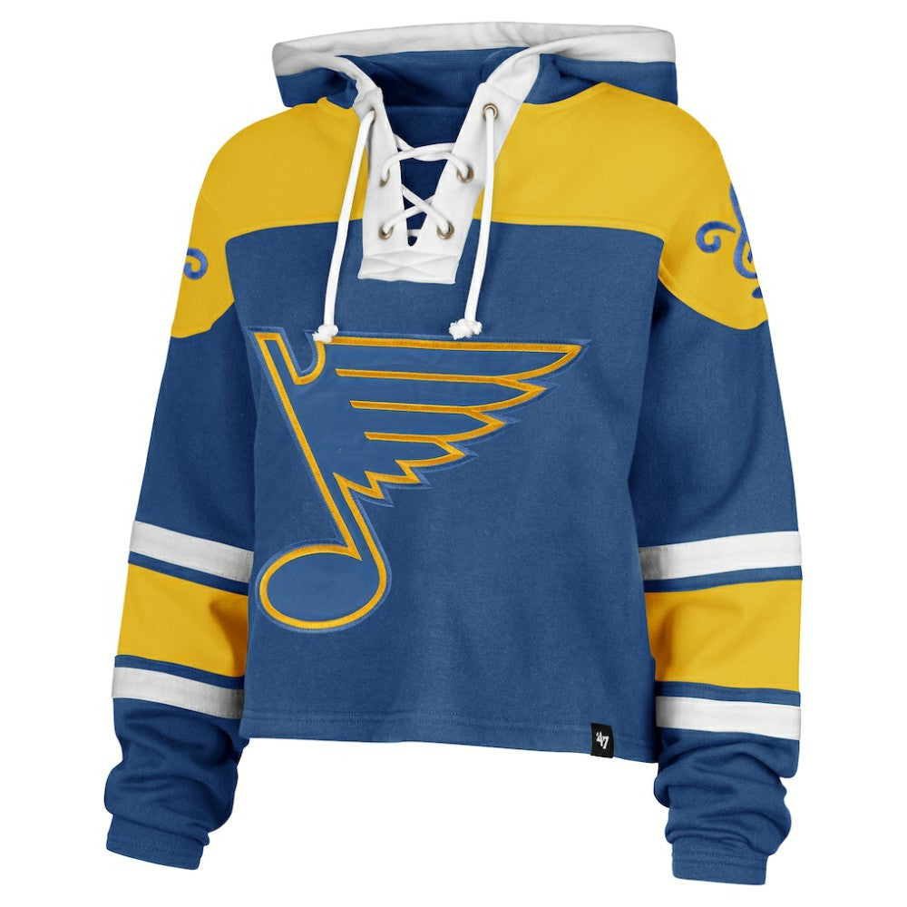 St. Louis Blues '47 Women's Cropped Lacer Hoodie - Blue - NHL