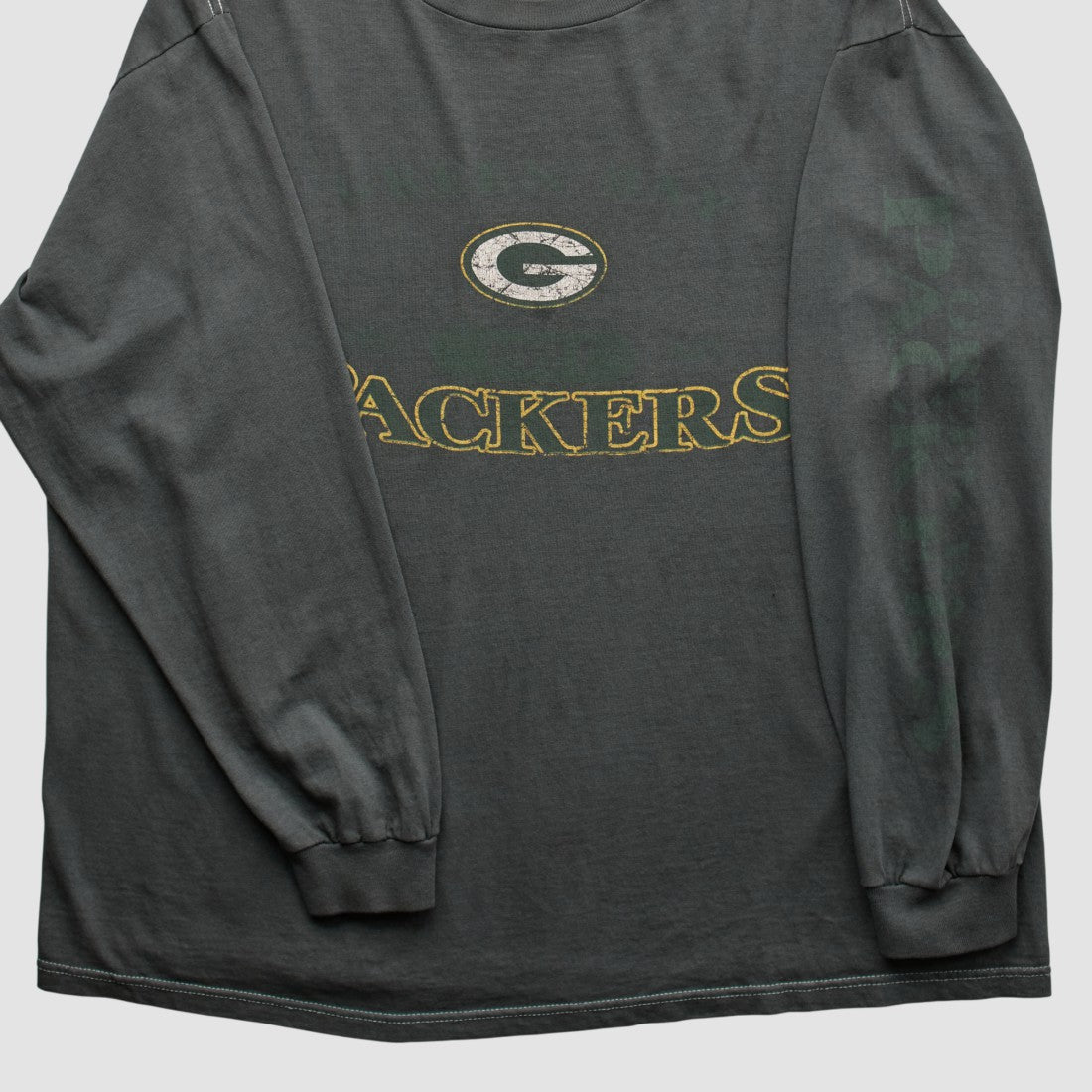 Green Bay Packers Logo Athletic 2000s Long Sleeve T-shirt Charcoal Vintage | Fanatics