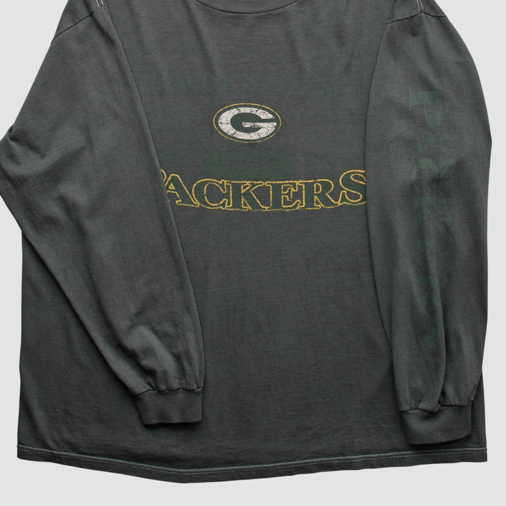 Green Bay Packers Logo Athletic 2000s Long Sleeve T-shirt Charcoal Vintage | Fanatics