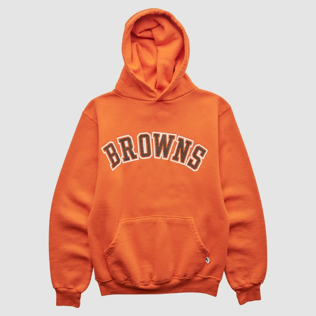 Cleveland Browns Russell 90s Hooded Pullover Sweatshirt Orange Vintage | Fanatics