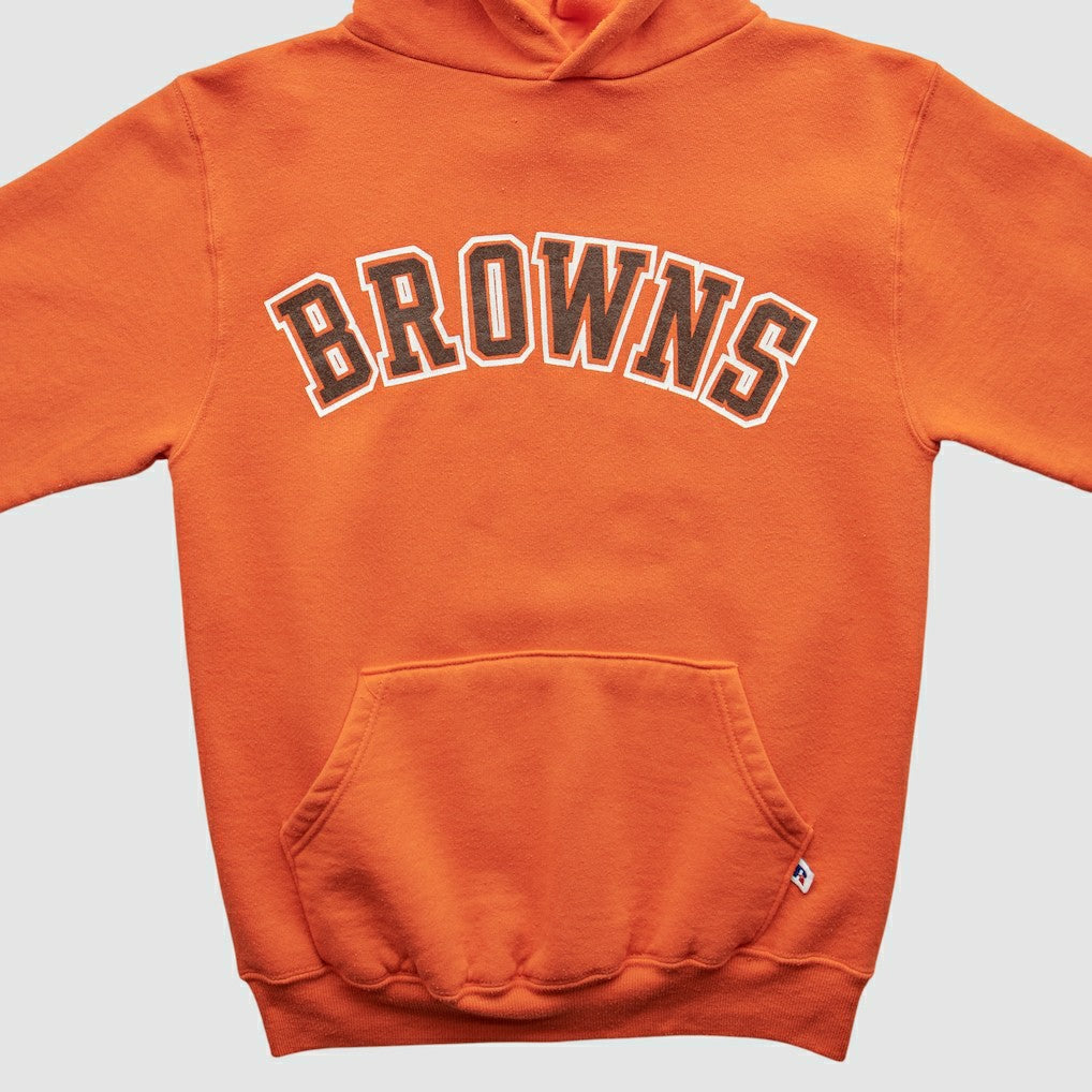 Cleveland Browns Russell 90s Hooded Pullover Sweatshirt Orange Vintage | Fanatics