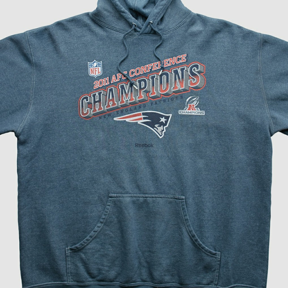 New England Patriots Reebok 2011 Hooded Pullover Sweatshirt Blue Vintage | Fanatics