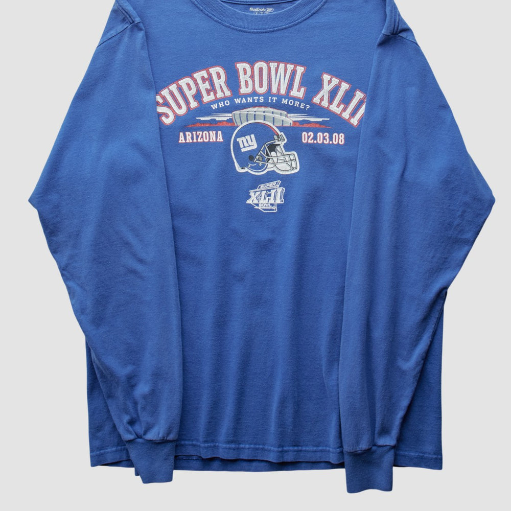 New York Giants Reebok 2008 Long Sleeve T-shirt Blue Vintage | Fanatics