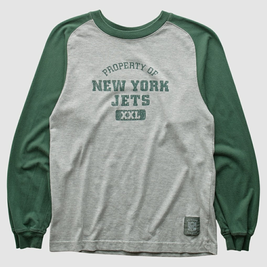 New York Jets Grid Iron 2000s Long Sleeve T-shirt Gray Vintage | Fanatics