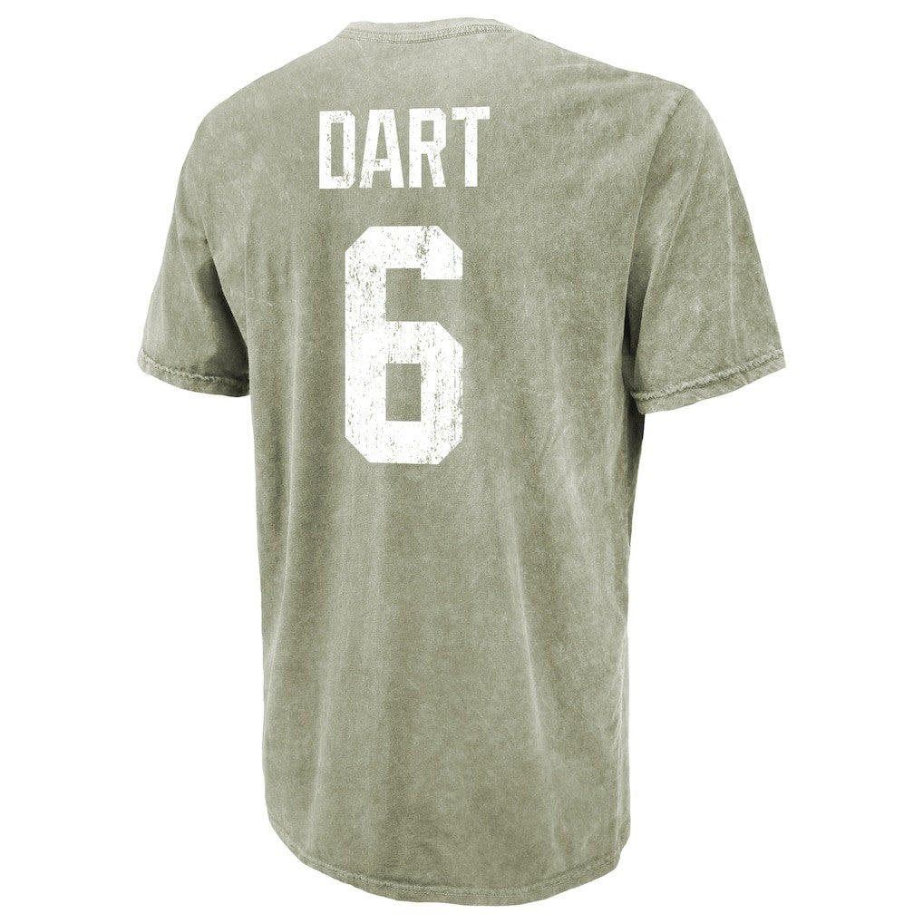 Jaxson Dart New York Giants Majestic Threads Mineral Wash Name & Number T-Shirt Moss Green | NFL