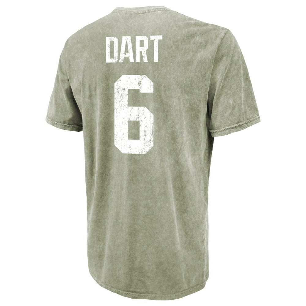 Jaxson Dart New York Giants Majestic Threads Mineral Wash Name & Number T-Shirt Moss Green | NFL