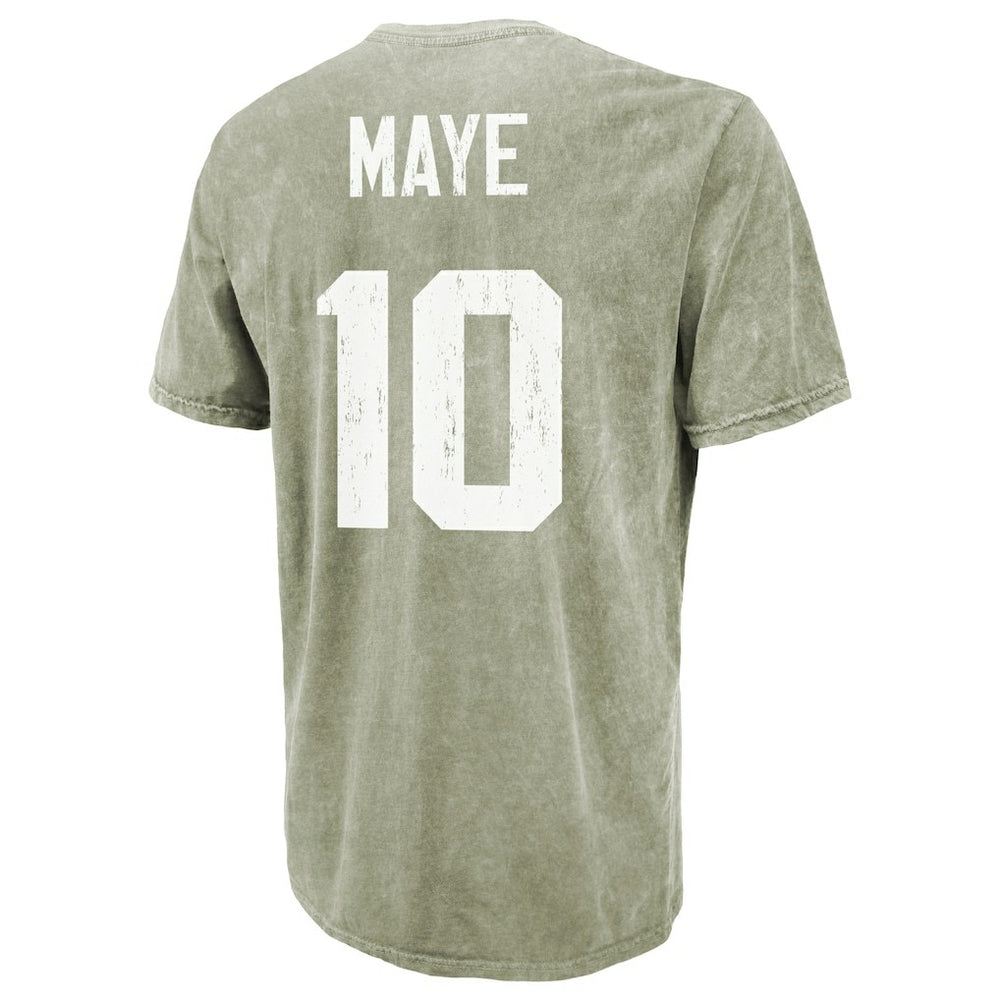 Drake Maye New England Patriots Majestic Threads Mineral Wash Name & Number T-Shirt Moss Green | NFL
