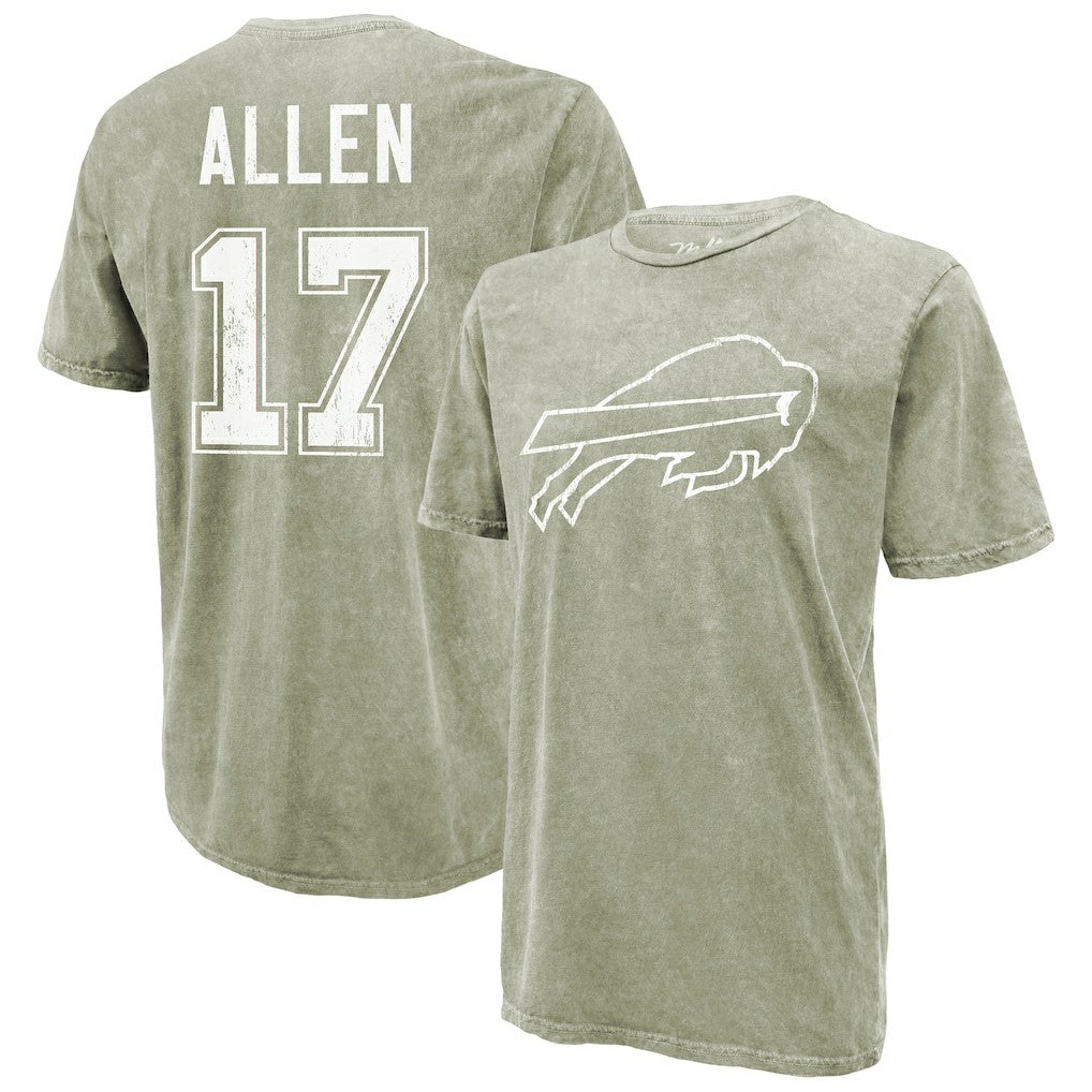 Josh Allen Buffalo Bills Majestic Threads Mineral Wash Name & Number T-Shirt Moss Green | NFL