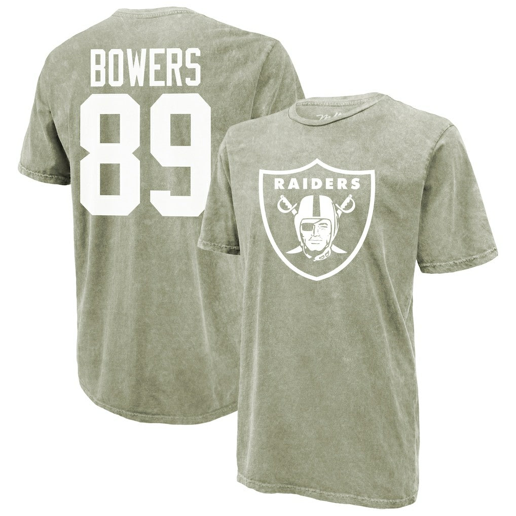 Brock Bowers Las Vegas Raiders Majestic Threads Mineral Wash Name & Number T-Shirt Moss Green | NFL