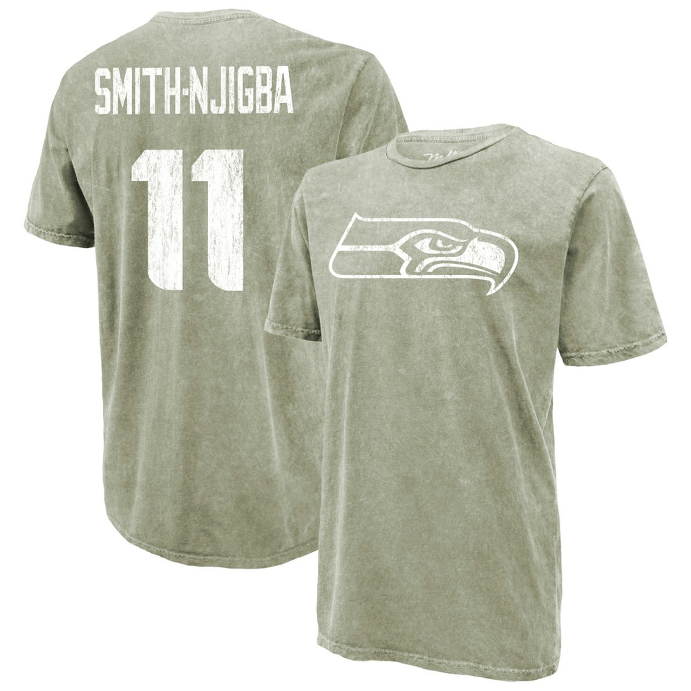 Jaxon Smith-Njigba Seattle Seahawks Majestic Threads Mineral Wash Name & Number T-Shirt Moss Green | NFL