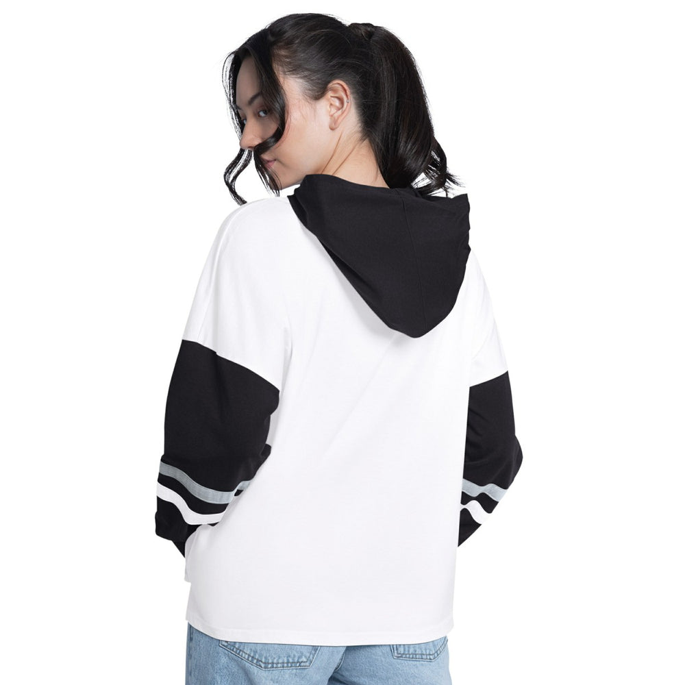San Antonio Spurs G-III 4Her by Carl Banks Women's Key Player Oversized Hooded Long Sleeve T-Shirt White/Black - NBA