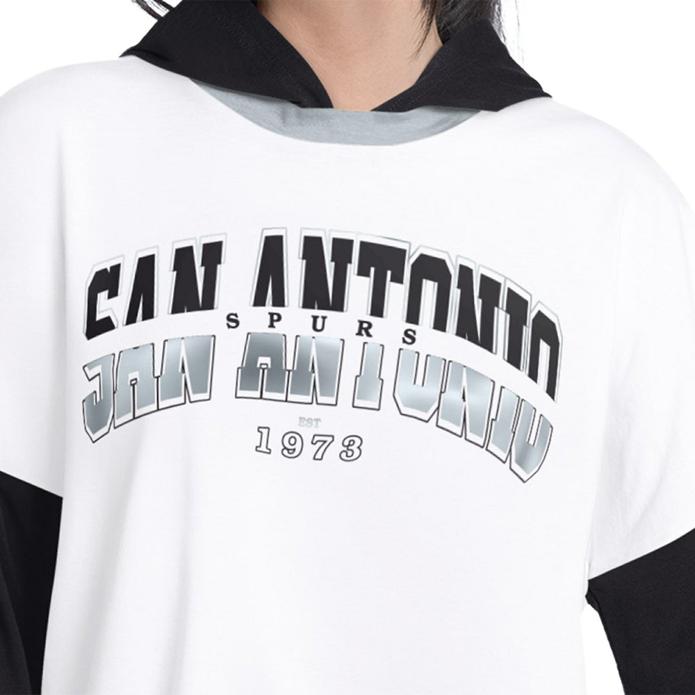 San Antonio Spurs G-III 4Her by Carl Banks Women's Key Player Oversized Hooded Long Sleeve T-Shirt White/Black - NBA