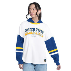 Golden State Warriors G-III 4Her by Carl Banks Women's Key Player Oversized Hooded Long Sleeve T-Shirt White/Royal - NBA