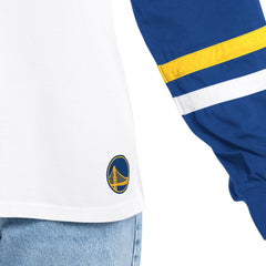 Golden State Warriors G-III 4Her by Carl Banks Women's Key Player Oversized Hooded Long Sleeve T-Shirt White/Royal - NBA