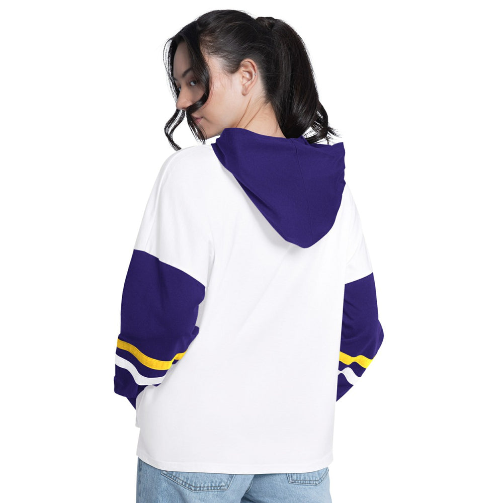 Los Angeles Lakers G-III 4Her by Carl Banks Women's Key Player Oversized Hooded Long Sleeve T-Shirt White/Purple - NBA