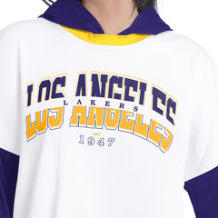Los Angeles Lakers G-III 4Her by Carl Banks Women's Key Player Oversized Hooded Long Sleeve T-Shirt White/Purple - NBA