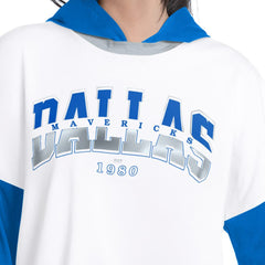Dallas Mavericks G-III 4Her by Carl Banks Women's Key Player Oversized Hooded Long Sleeve T-Shirt White/Royal - NBA