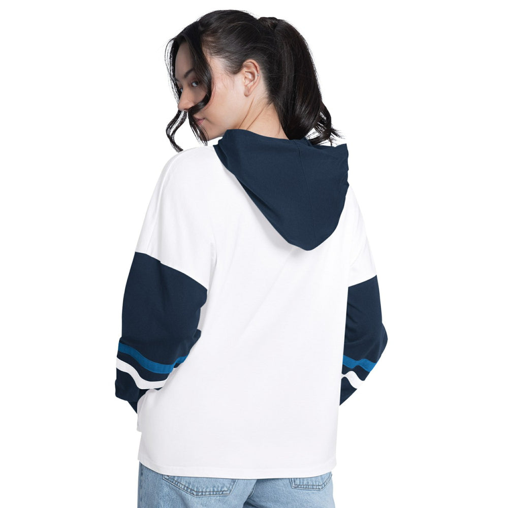Minnesota Timberwolves G-III 4Her by Carl Banks Women's Key Player Oversized Hooded Long Sleeve T-Shirt White/Navy - NBA