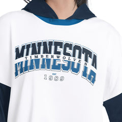 Minnesota Timberwolves G-III 4Her by Carl Banks Women's Key Player Oversized Hooded Long Sleeve T-Shirt White/Navy - NBA