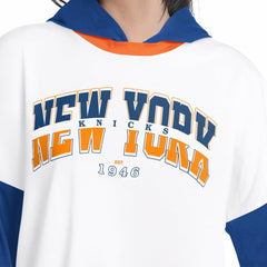 New York Knicks G-III 4Her by Carl Banks Women's Key Player Oversized Hooded Long Sleeve T-Shirt White/Royal - NBA