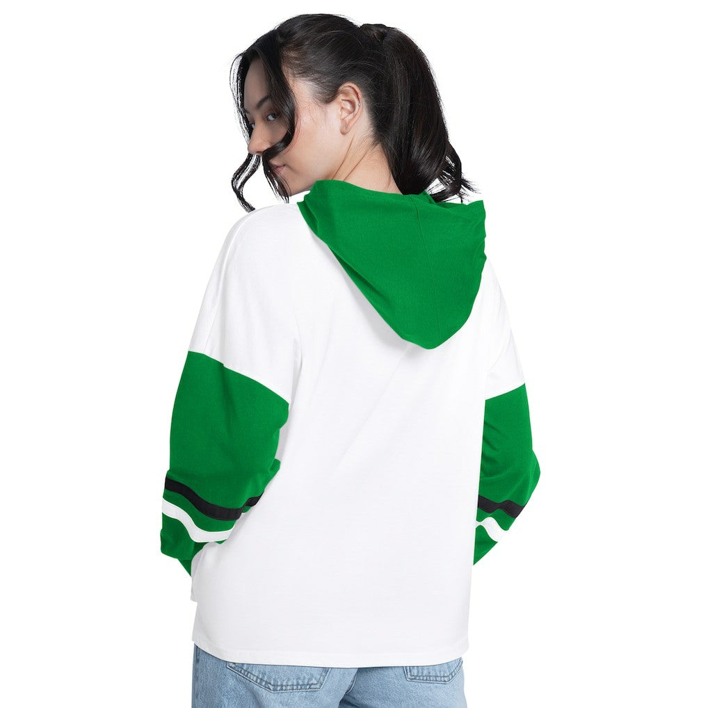 Boston Celtics G-III 4Her by Carl Banks Women's Key Player Oversized Hooded Long Sleeve T-Shirt White/Green - NBA